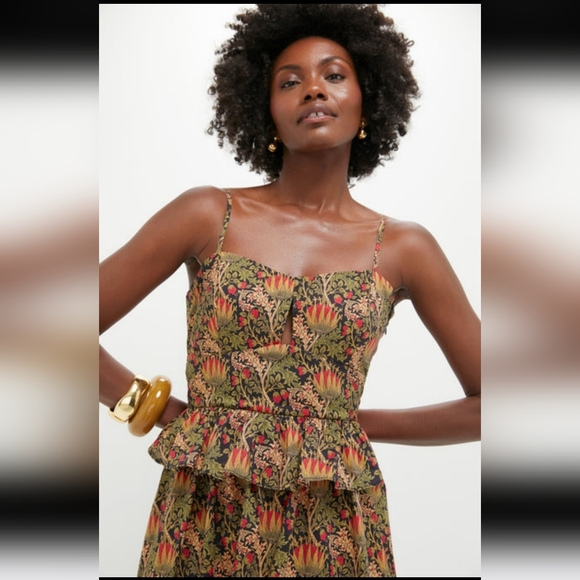 Hyacinth House Tuckernuck Black Multi Floral Maeve Midi Dress Size XXS - Picture 3 of 9